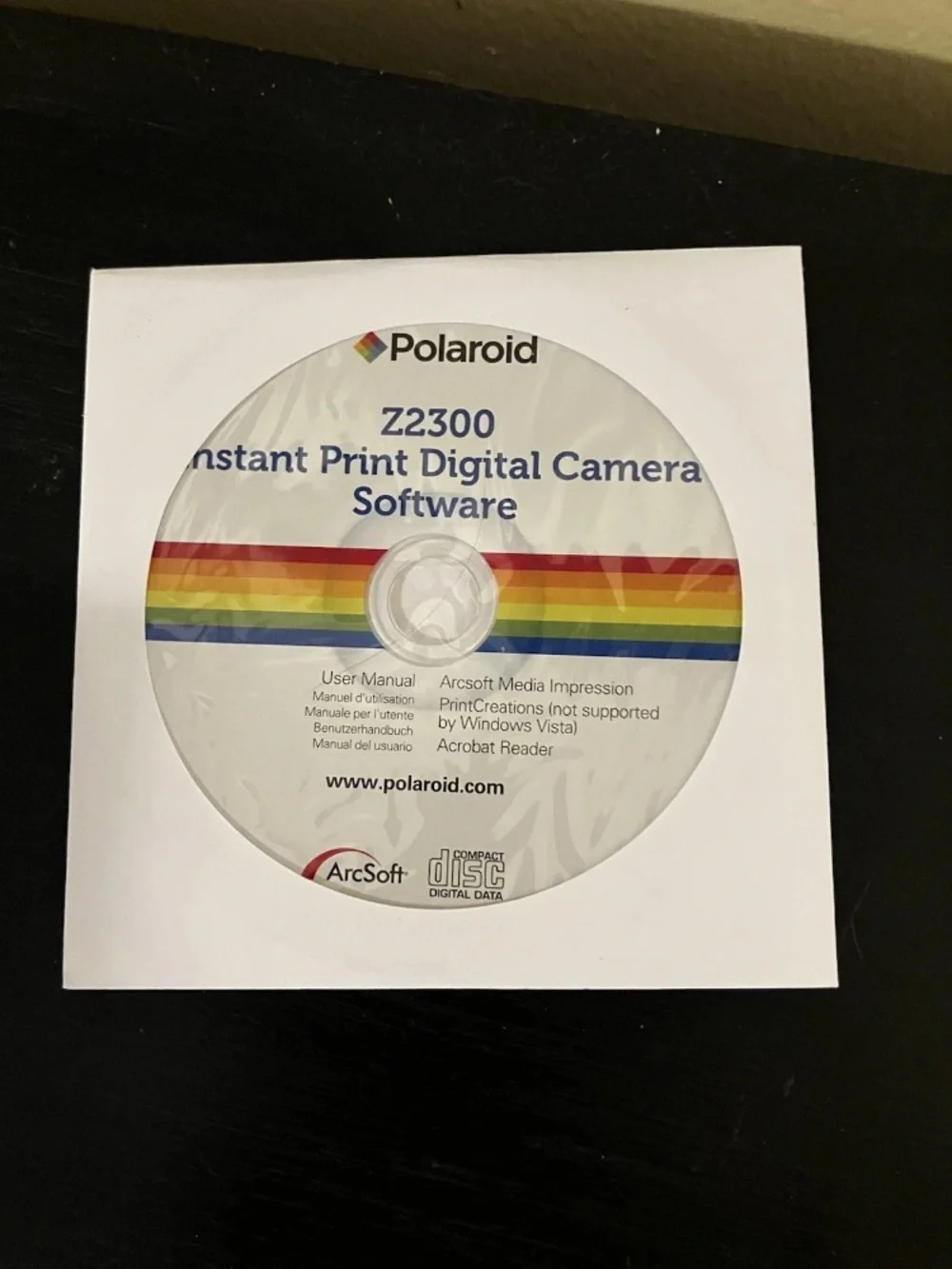 Polaroid White Instant Print Digital Camera with Rainbow Stripe Accent